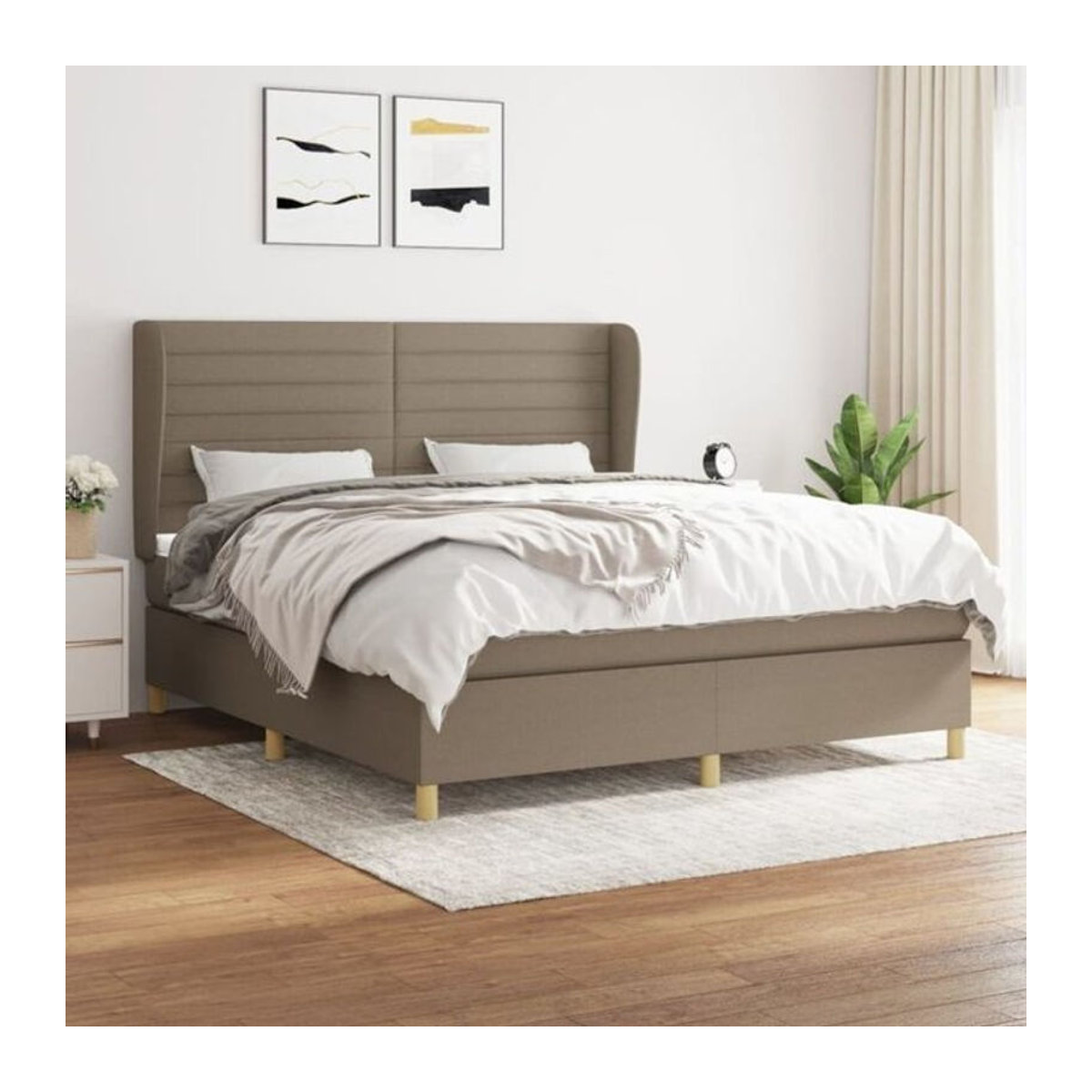 Vidaxl Boxspringbett mit Matratze in Taupe meliert aus Stoff und Holzwerkstoff B/T: 180 x 200 cm - Bild 1
