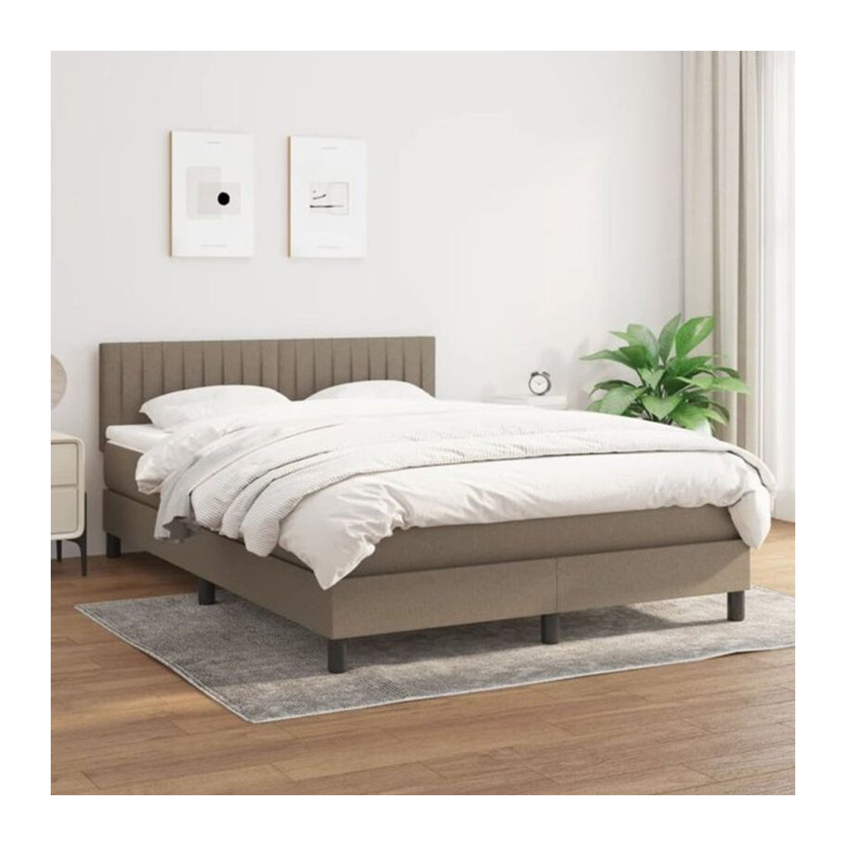 vidaxl Boxspringbett mit Matratze in Taupe meliert aus Stoff und Holzwerkstoff B/T/H: 140 x 190 x 88 cm - Bild 1