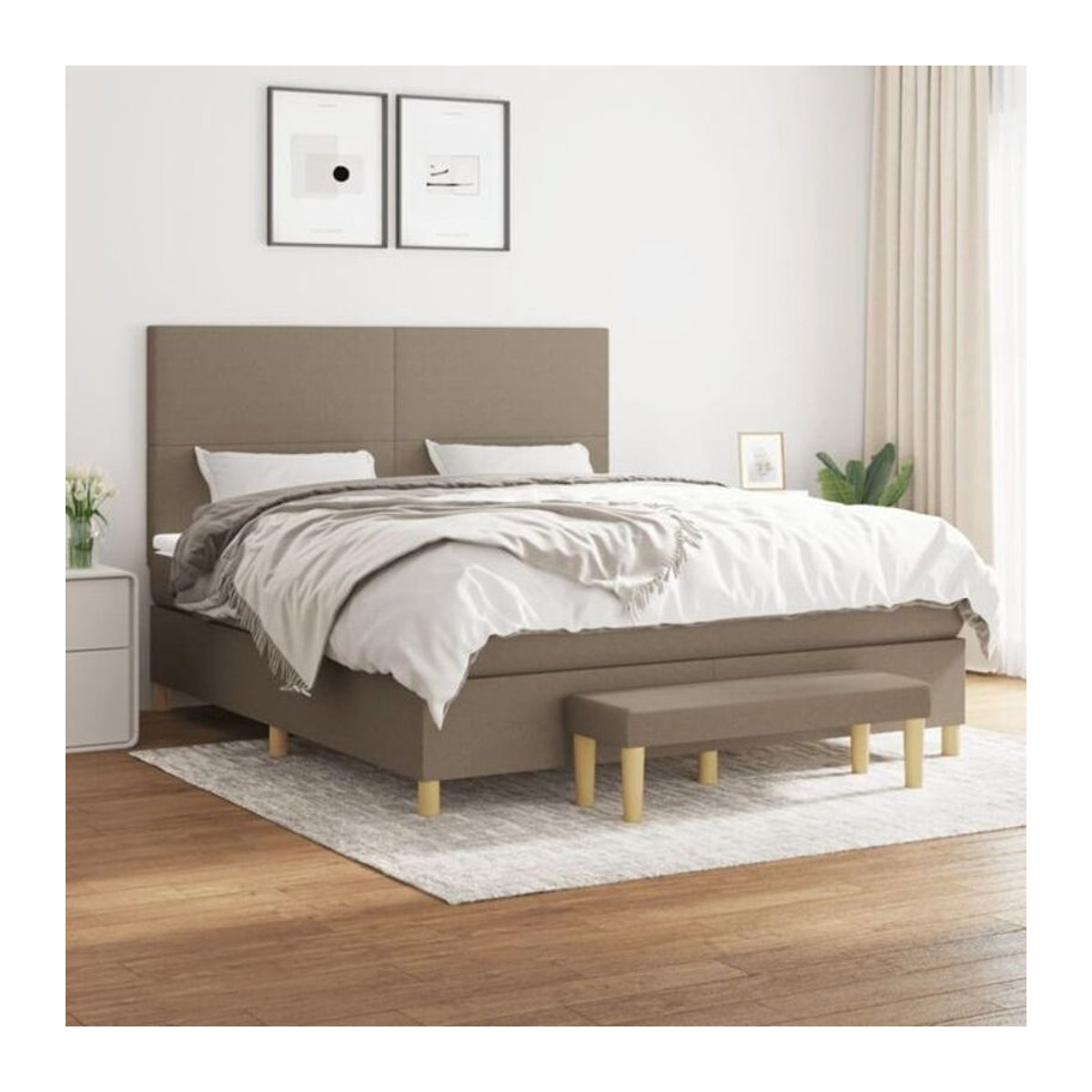 Vidaxl Boxspringbett mit Matratze in Taupe meliert aus Stoff und Holzwerkstoff, B/T/H: 180 x 200 x 118 cm - Bild 1