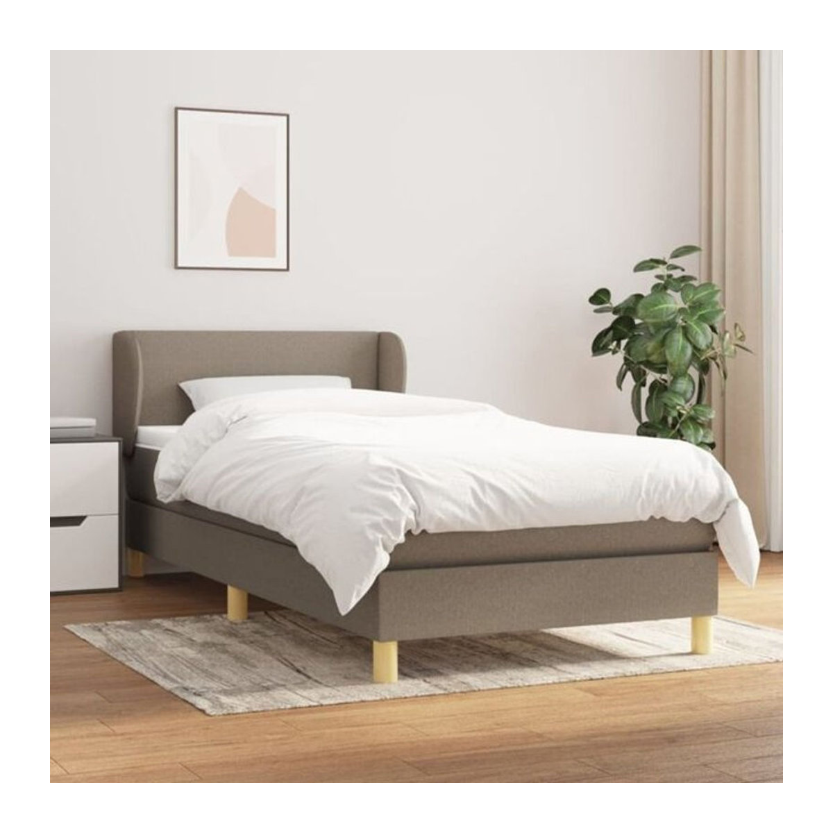 vidaxl Boxspringbett mit Matratze in Taupe meliert aus Stoff und Holzwerkstoff, B/T/H: 90 x 190 cm - Bild 1