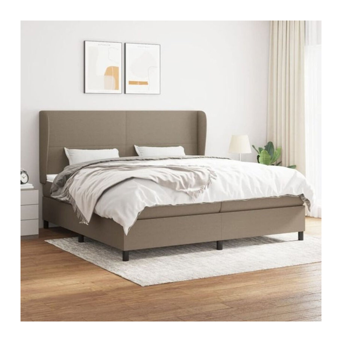 Vidaxl Boxspringbett mit Matratze in Taupe Meliert aus Stoff und Massivholz B/T: 200 x 200 cm - Bild 1