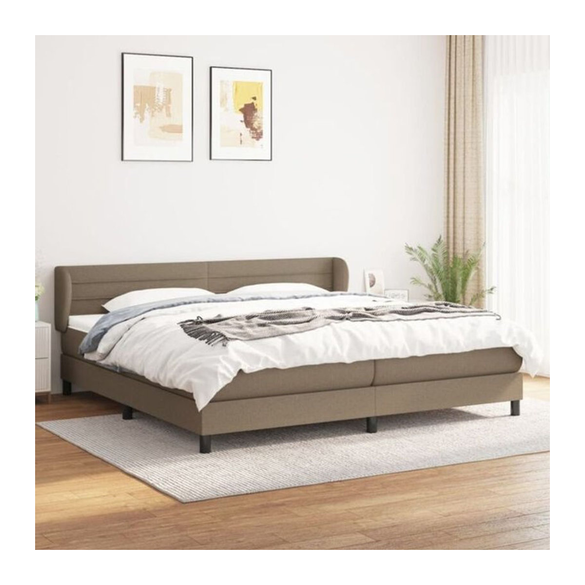 Vidaxl Boxspringbett mit Matratze in Taupe meliert aus Stoff und Massivholz B/T/H: 200 x 200 x 203 cm - Bild 1