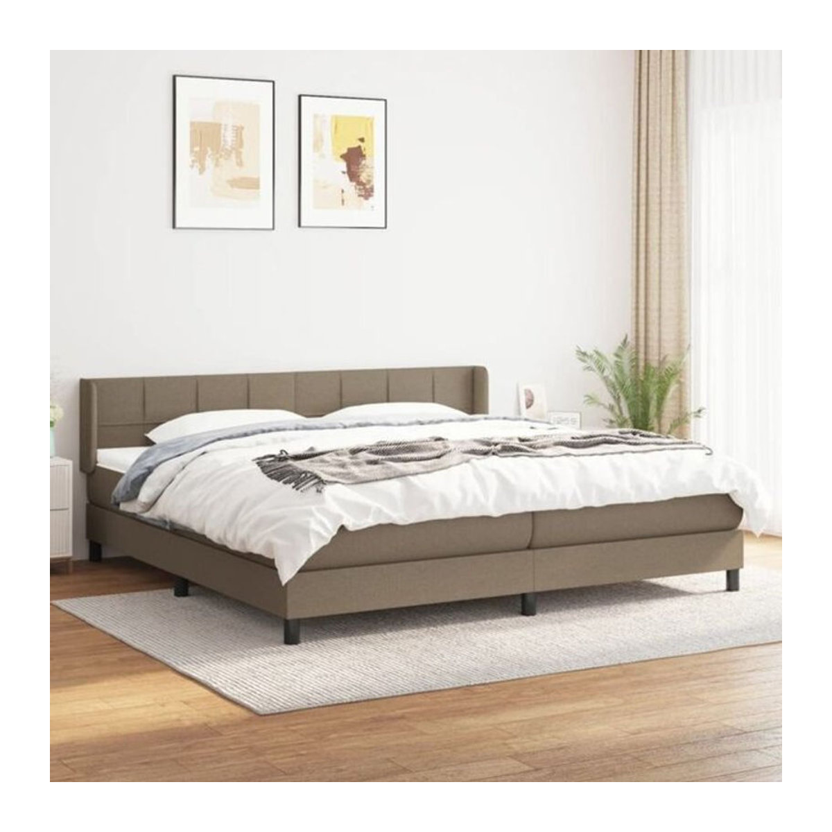 Vidaxl Boxspringbett mit Matratze in Taupe Meliert aus Stoff und Massivholz B/T/H: 200 x 200 x 88 cm - Bild 1