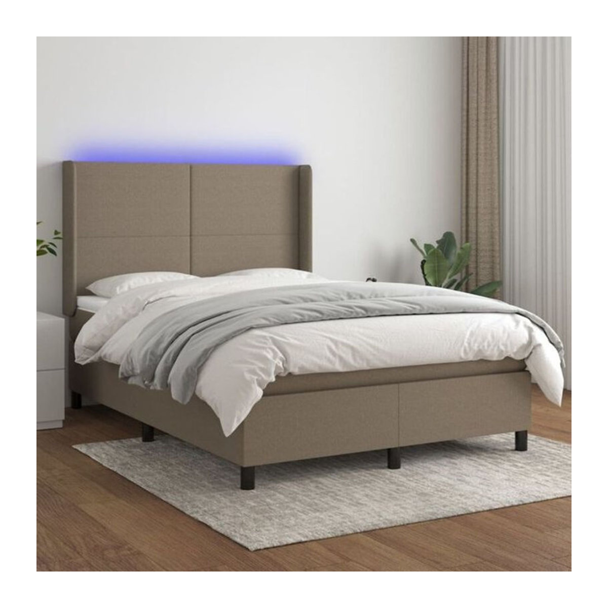 vidaxl Boxspringbett mit Matratze in Taupe meliert, B/T/H: 140 x 190 x 118 cm - Bild 1
