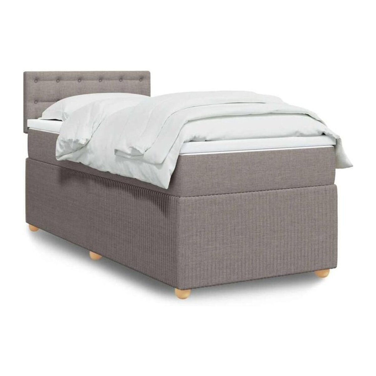 vidaxl Boxspringbett mit Matratze in Taupe meliert, modernes Polsterbett aus Stoff, B/T/H: 80 x 200 x 100,5 cm - Bild 1