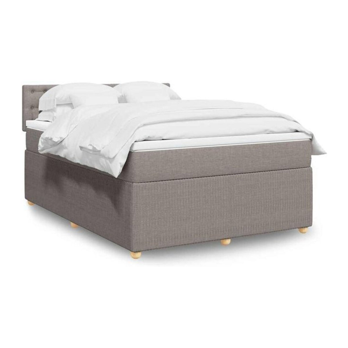 Vidaxl Boxspringbett mit Matratze in Taupe meliert, Polsterbett aus Stoff, B/T: 140 x 190 cm - Bild 1