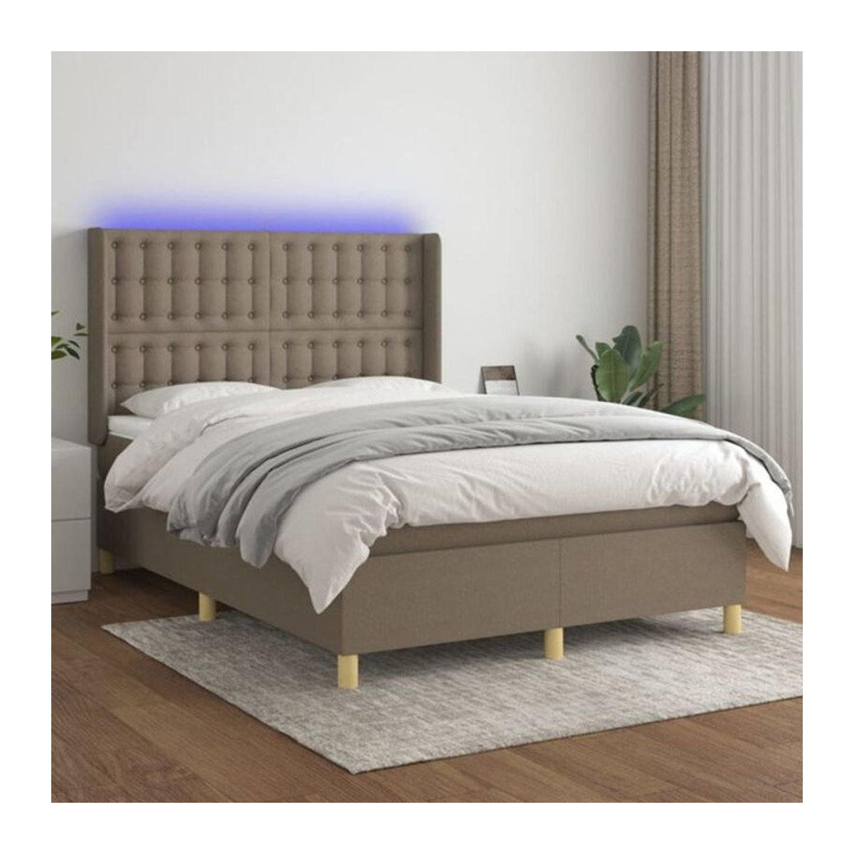 vidaxl Boxspringbett mit Matratze in Taupe meliert, Stoff, B/T: 140 x 200 cm - Bild 1