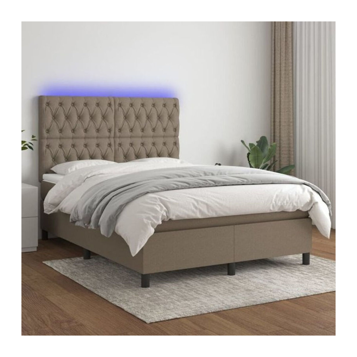vidaxl Boxspringbett mit Matratze in Taupe meliert, Stoff, B/T: 140 x 200 cm - Bild 1
