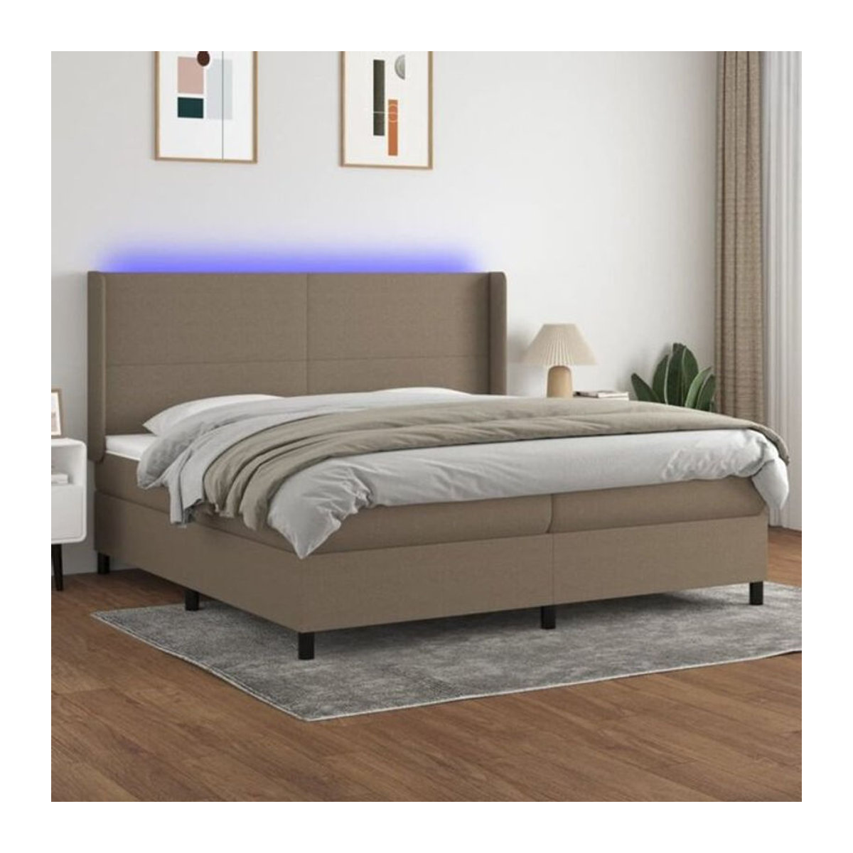 vidaxl Boxspringbett mit Matratze in Taupe meliert, Stoff, B/T: 200 x 200 cm - Bild 1