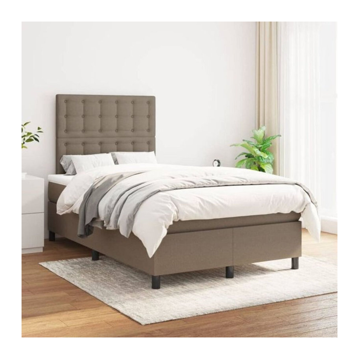 vidaxl Boxspringbett mit Matratze in Taupe meliert, Stoff, B/T/H: 200 x 120 x 128 cm - Bild 1