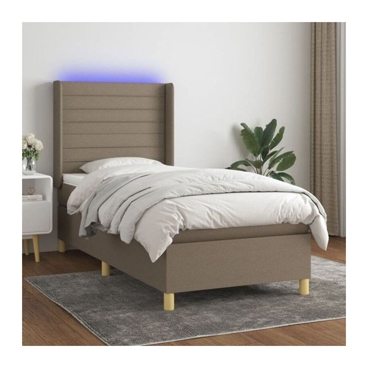 vidaxl Boxspringbett mit Matratze in Taupe meliert, Stoff, B/T/H: 80 x 200 x 118 cm - Bild 1