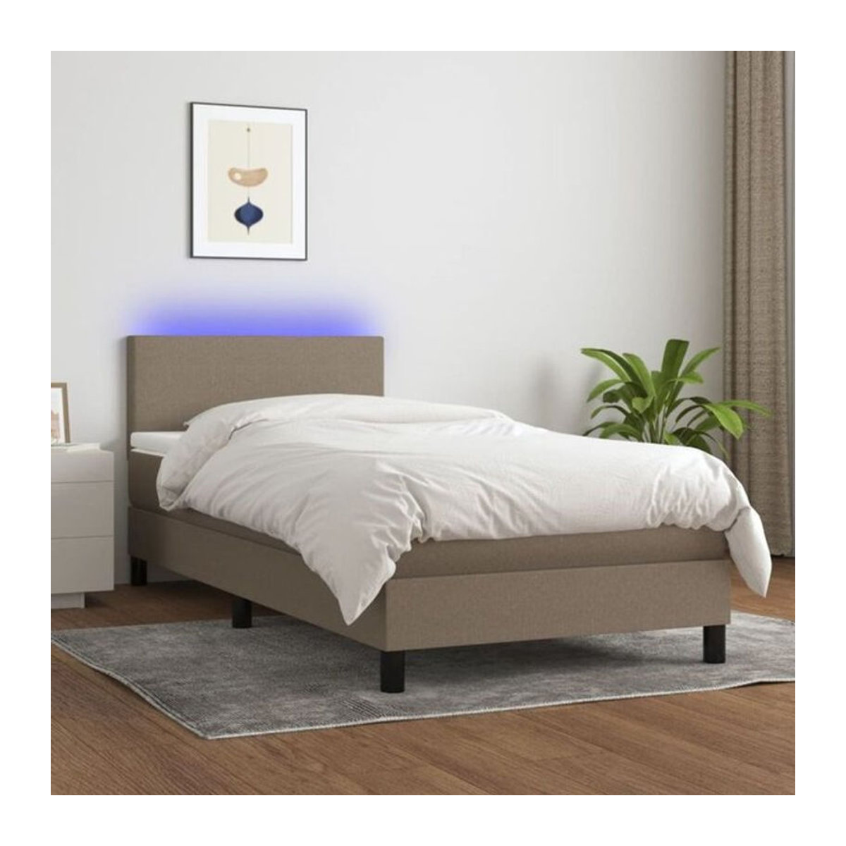 vidaxl Boxspringbett mit Matratze in Taupe meliert, Stoff, B/T/H: 90 x 190 x 78 cm - Bild 1