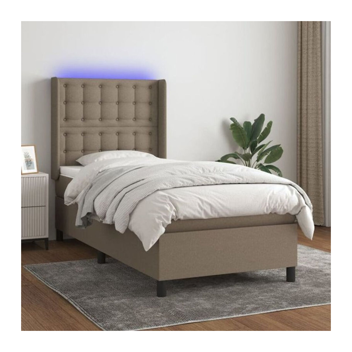 vidaxl Boxspringbett mit Matratze in Taupe meliert, Stoff und Holzwerkstoff, B/T/H: 200 x 90 x 118 cm - Bild 1