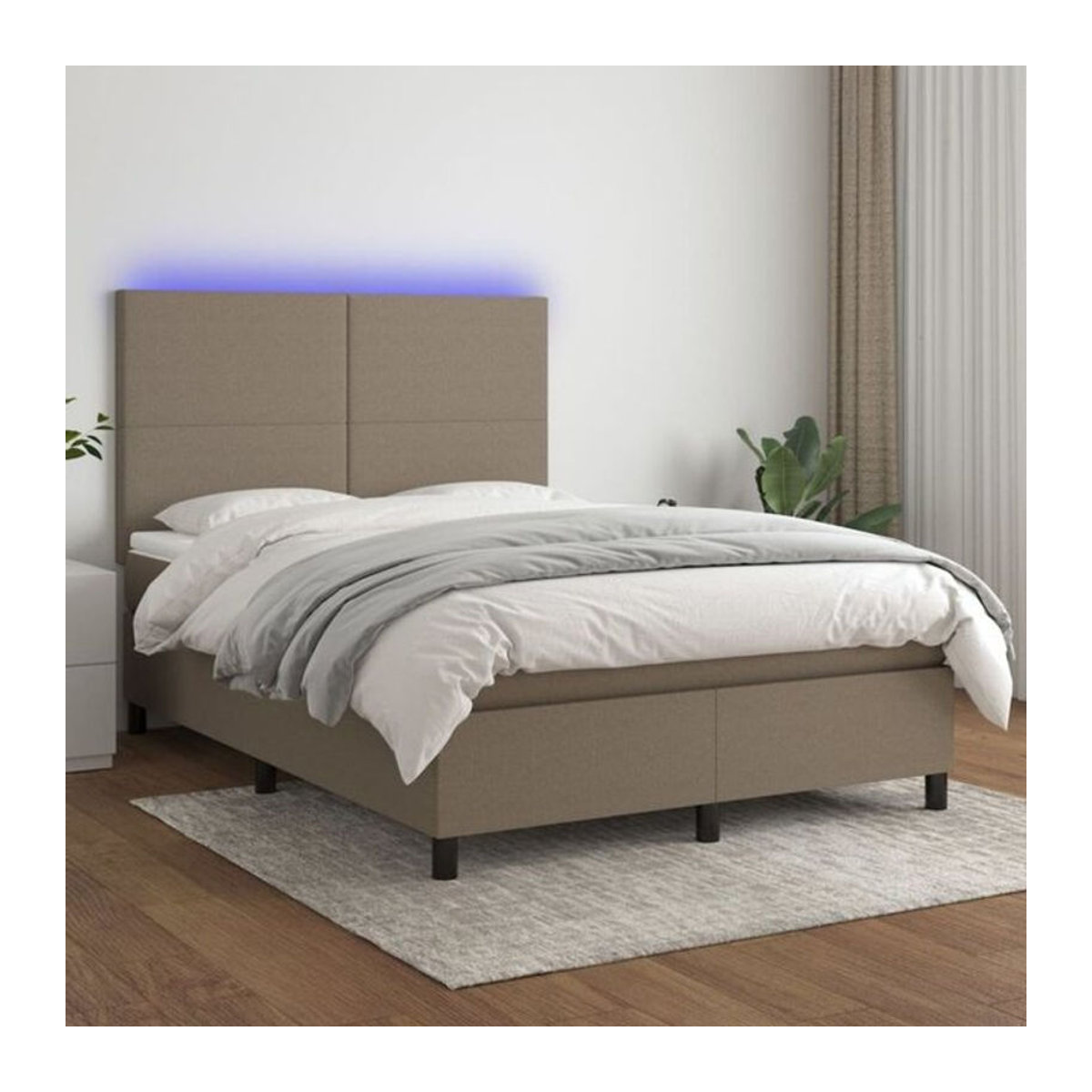 vidaxl Boxspringbett mit Matratze in Taupe meliert, Stoffbezug, B/T/H: 140 x 190 cm - Bild 1