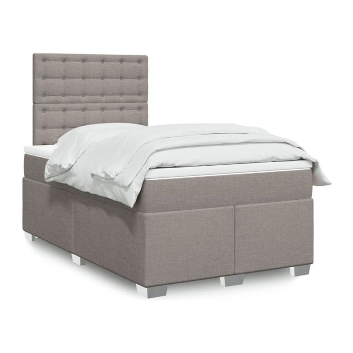 vidaxl Boxspringbett mit Matratze in Taupe meliert und Weiß aus Stoff, B/T: 120 x 190 cm - Bild 1