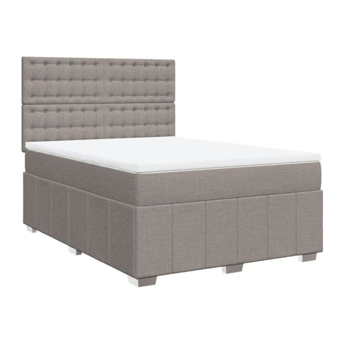 vidaxl Boxspringbett mit Matratze in Taupe meliert und Weiß aus Stoff, B/T/H: 140 x 190 cm - Bild 1