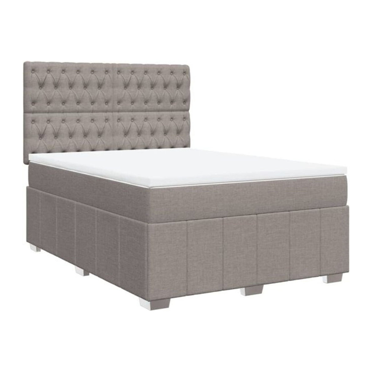 vidaxl Boxspringbett mit Matratze in Taupe meliert und Weiß aus Stoff, B/T/H: 140 x 190 cm - Bild 1