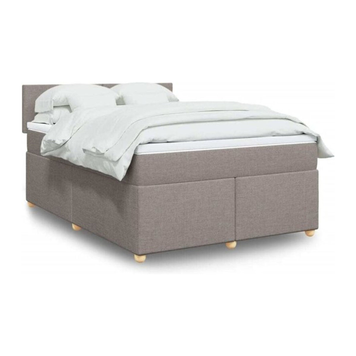 Vidaxl Boxspringbett mit Matratze in Taupe Meliert und Weiß aus Stoff, B/T/H: 140 x 200 cm - Bild 1