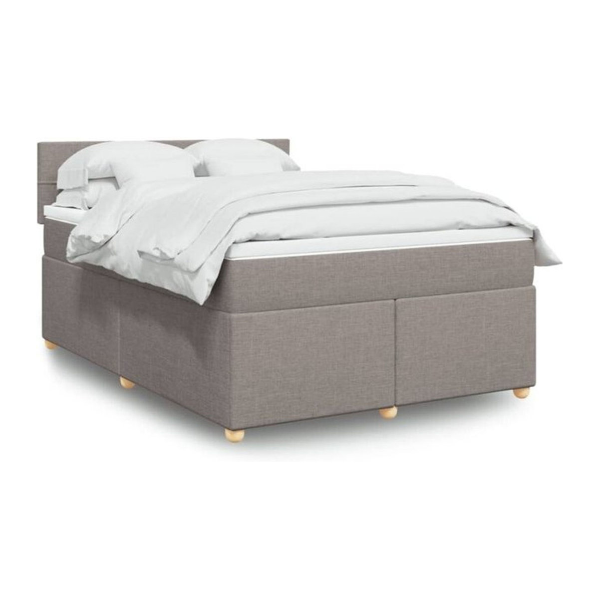 vidaxl Boxspringbett mit Matratze in Taupe meliert und Weiß aus Stoff, B/T/H: 140 x 200 cm - Bild 1