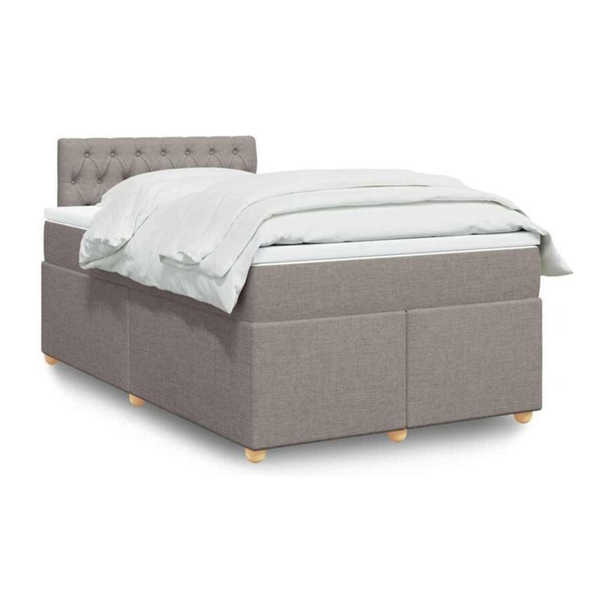 vidaxl Boxspringbett mit Matratze in Taupe meliert und Weiß aus Stoff, B/T/H: 190 x 120 x 100,5 cm - Bild 1