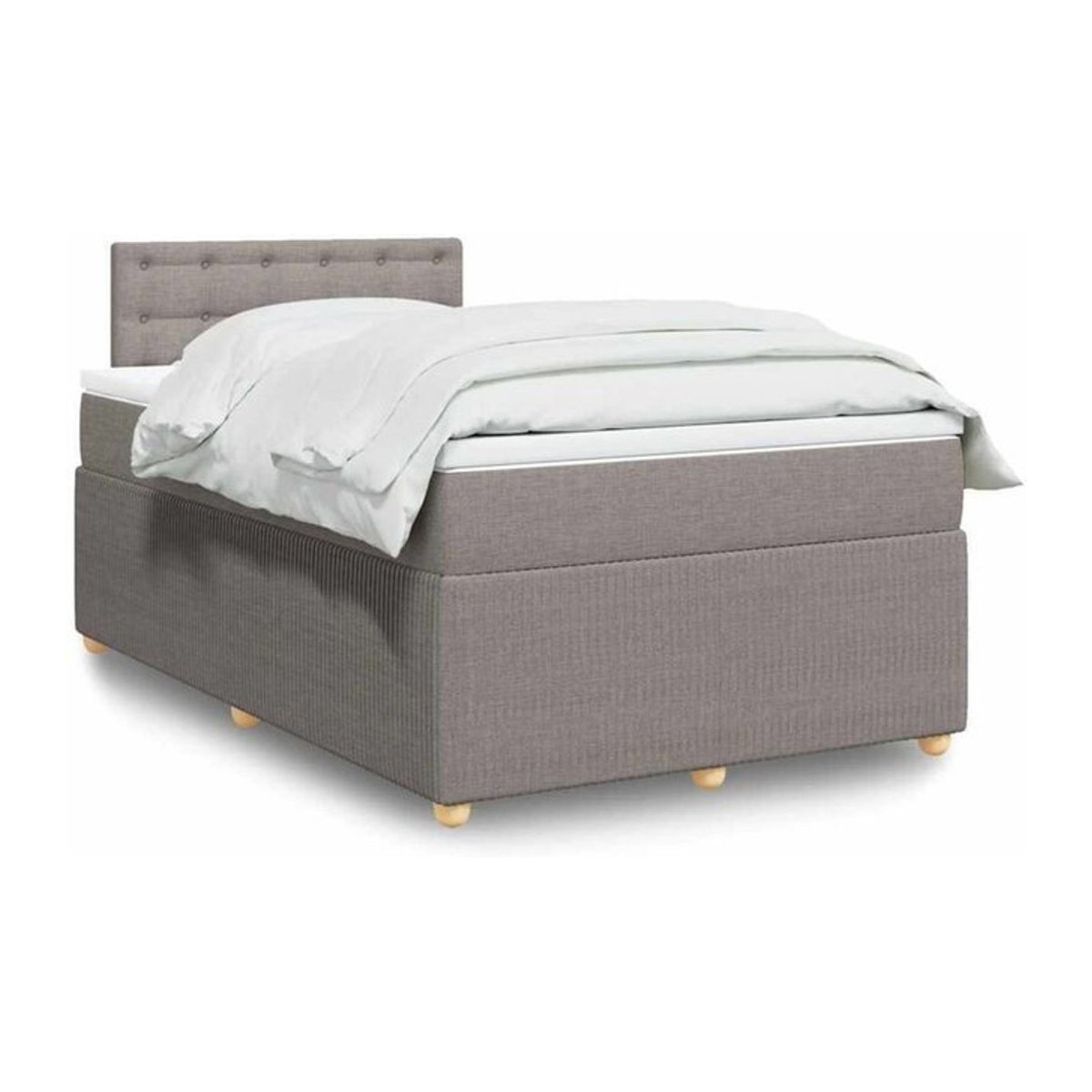 vidaxl Boxspringbett mit Matratze in Taupe meliert und Weiß aus Stoff, B/T/H: 190 x 120 x 100,5 cm - Bild 1