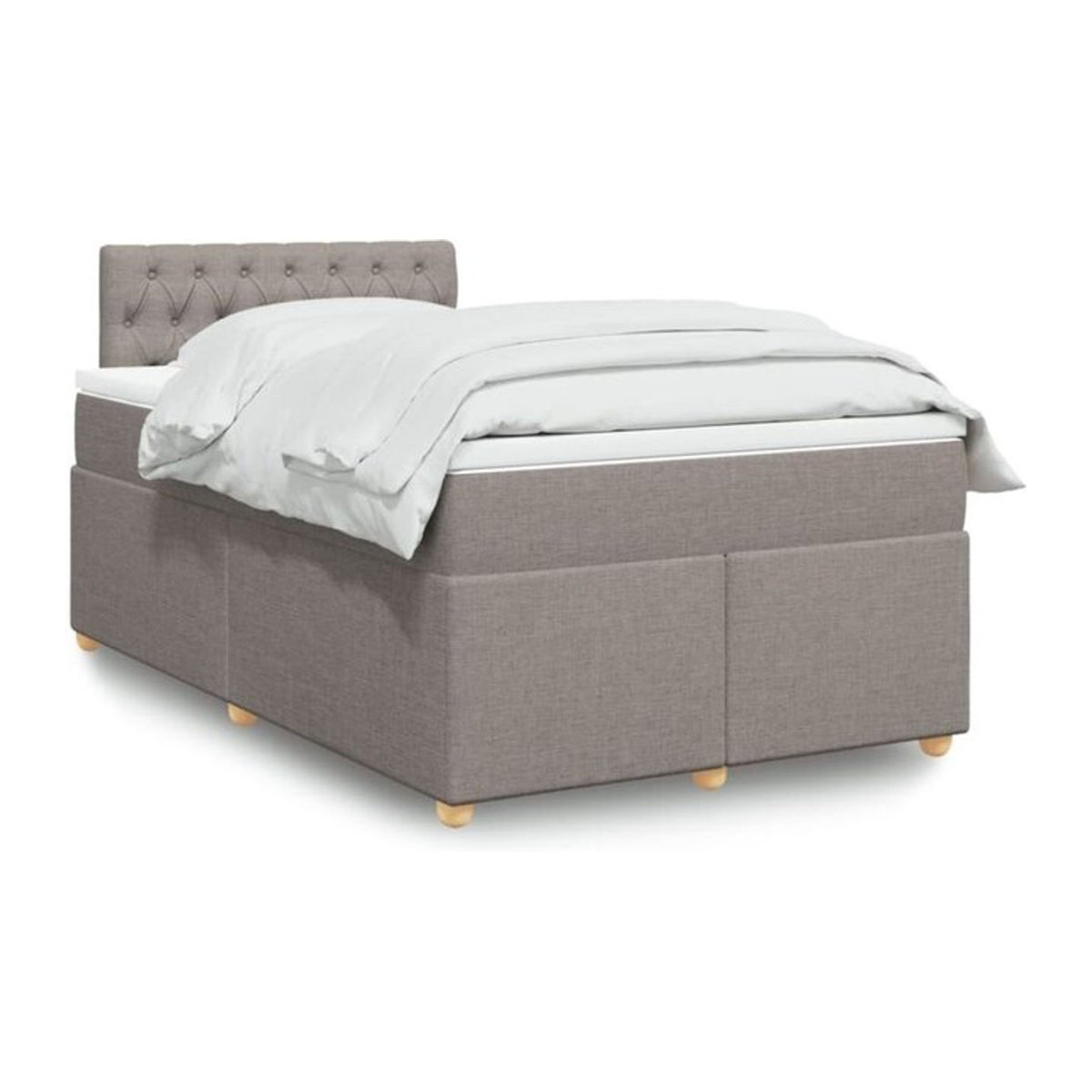 vidaxl Boxspringbett mit Matratze in Taupe meliert und Weiß aus Stoff, B/T/H: 190 x 120 x 100,5 cm - Bild 1