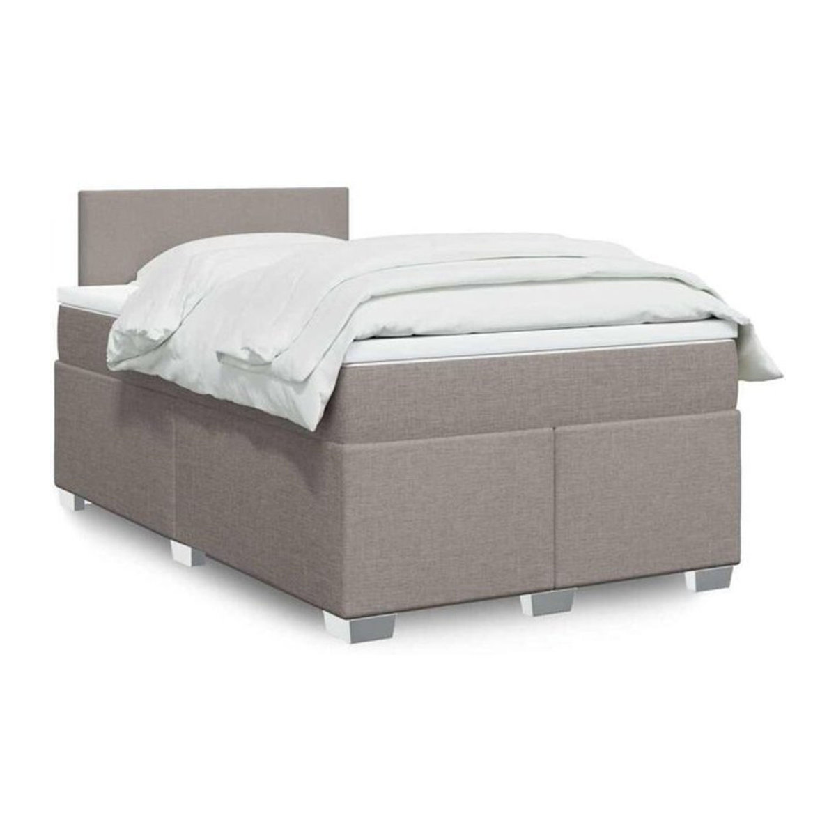 vidaxl Boxspringbett mit Matratze in Taupe meliert und Weiß aus Stoff, B/T/H: 190 x 120 x 100,5 cm - Bild 1