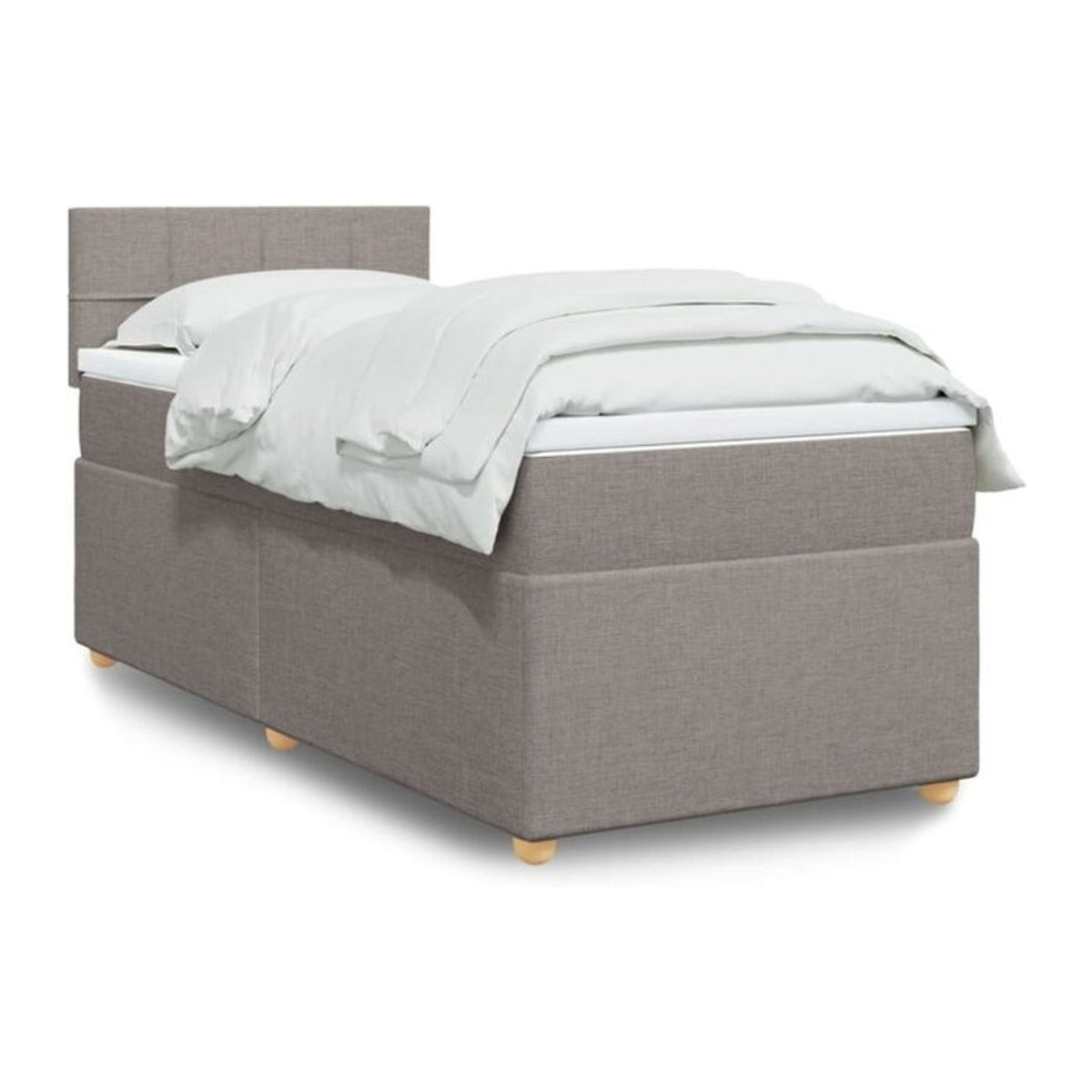 Vidaxl Boxspringbett mit Matratze in Taupe Meliert und Weiß aus Stoff, B/T/H: 80 x 200 x 100,5 cm - Bild 1