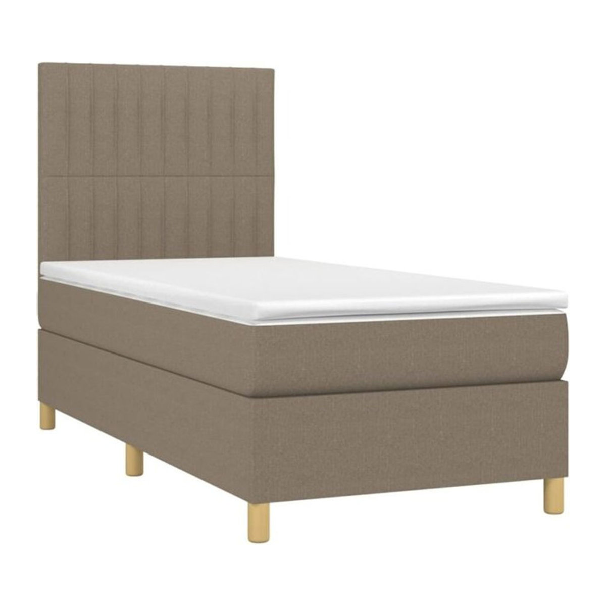 Vidaxl Boxspringbett mit Matratze in Taupe meliert und Weiß aus Stoff und Holzwerkstoff B/B/H: 80 x 200 x 128 cm - Bild 1