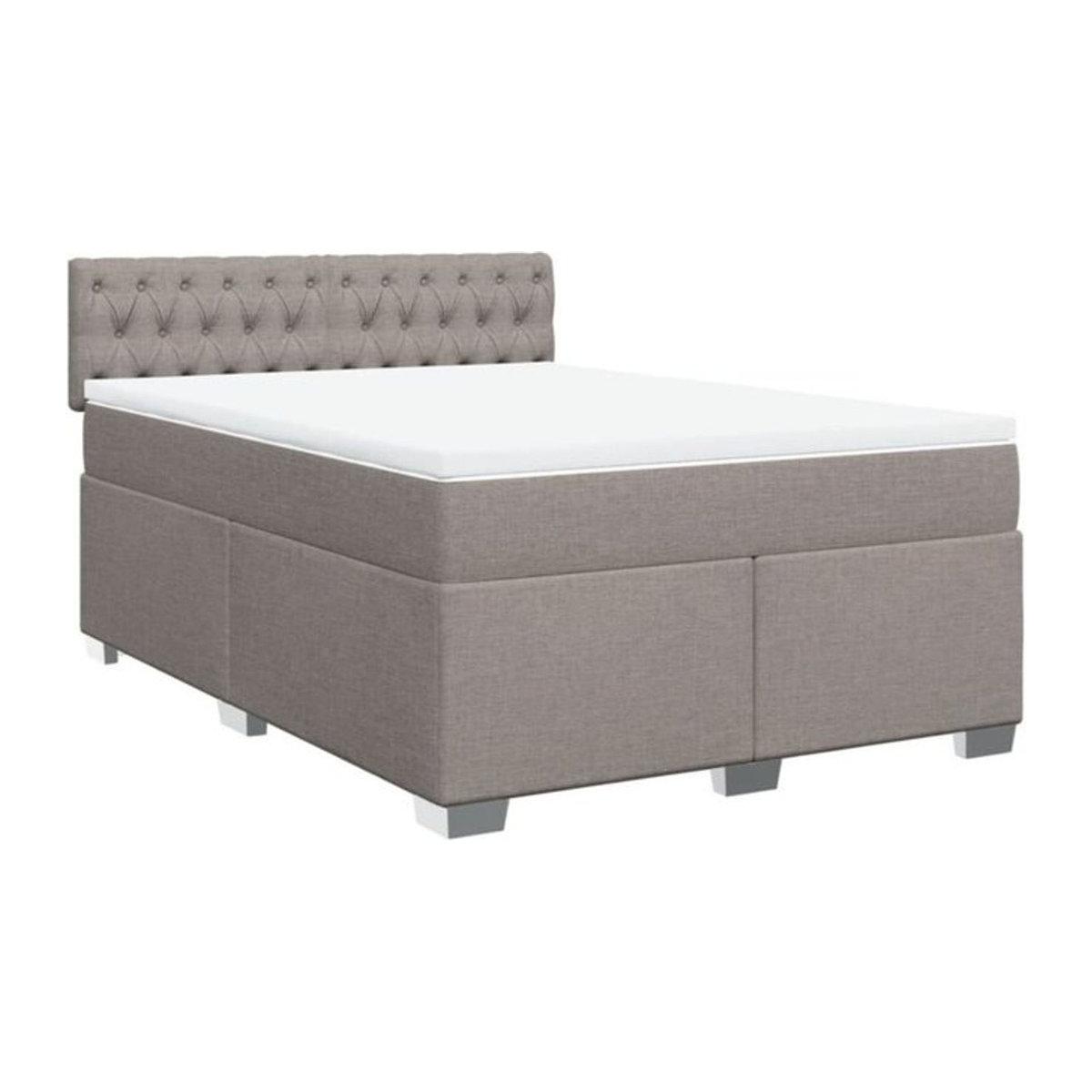 Vidaxl Boxspringbett mit Matratze in Taupe meliert und Weiß aus Stoff und Holzwerkstoff, B/T/H: 140 x 190 cm - Bild 1