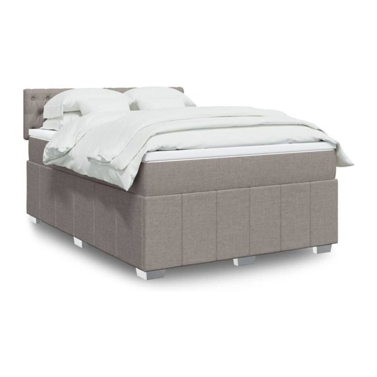 vidaxl Boxspringbett mit Matratze in Taupe meliert und Weiß aus Stoff und Holzwerkstoff, B/T/H: 140 x 190 cm - Bild 1