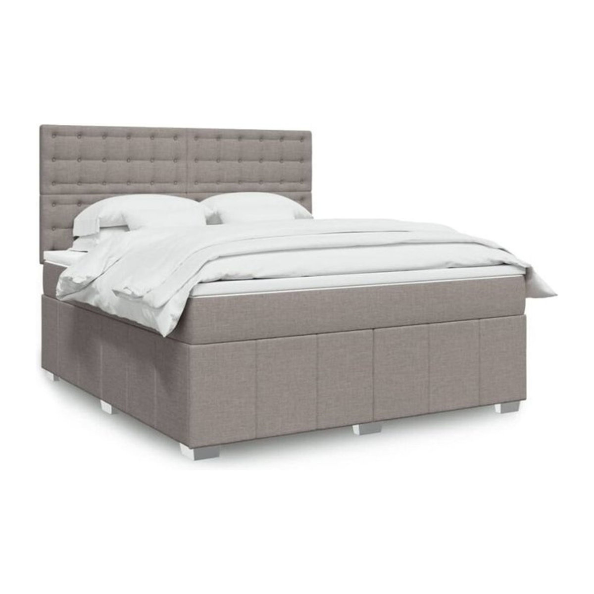 Vidaxl Boxspringbett mit Matratze in Taupe Meliert und Weiß aus Stoff und Holzwerkstoff, B/T/H: 180 x 200 x 150,5 cm - Bild 1