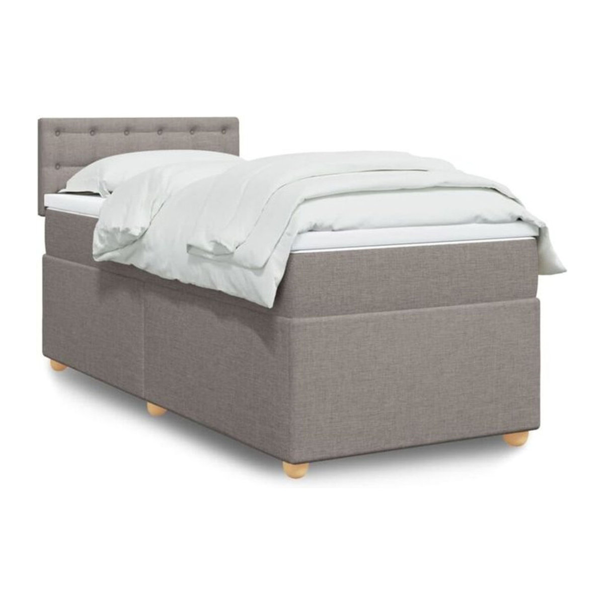Vidaxl Boxspringbett mit Matratze in Taupe meliert und Weiß aus Stoff und Holzwerkstoff, B/T/H: 200 x 100 x 100,5 cm - Bild 1