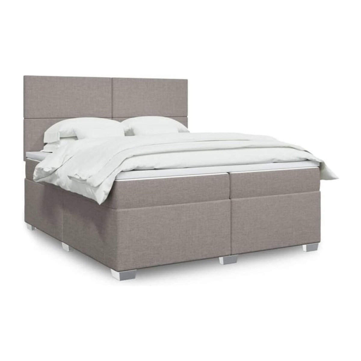 vidaxl Boxspringbett mit Matratze in Taupe meliert und Weiß aus Stoff und Holzwerkstoff B/T/H: 200 x 200 x 140,5 cm - Bild 1