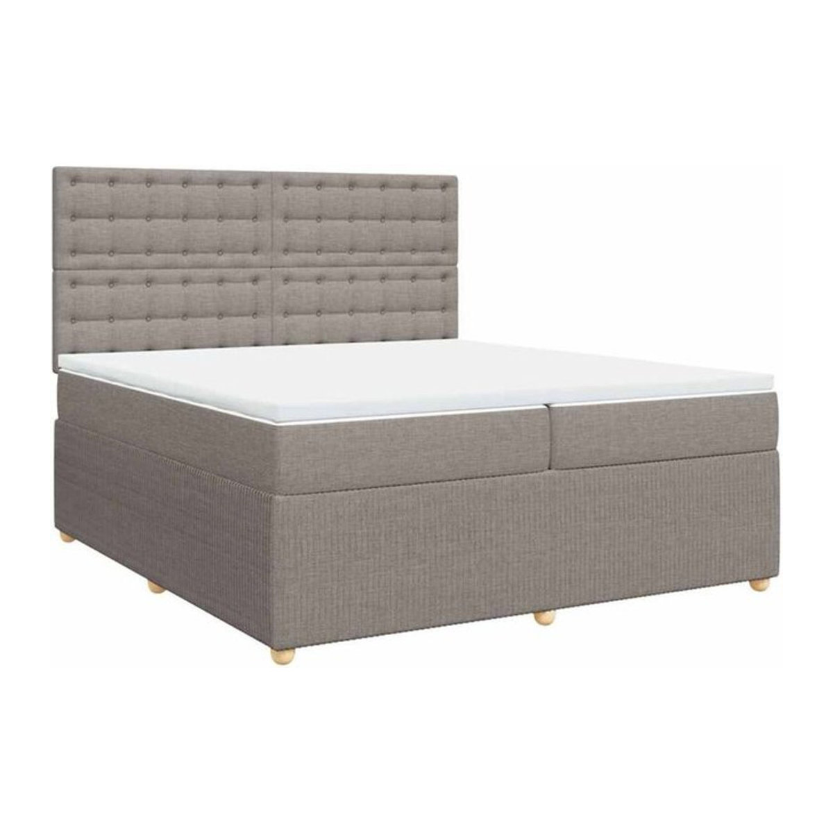 Vidaxl Boxspringbett mit Matratze in Taupe meliert und Weiß aus Stoff und Holzwerkstoff B/T/H: 200 x 200 x 150,5 cm - Bild 1