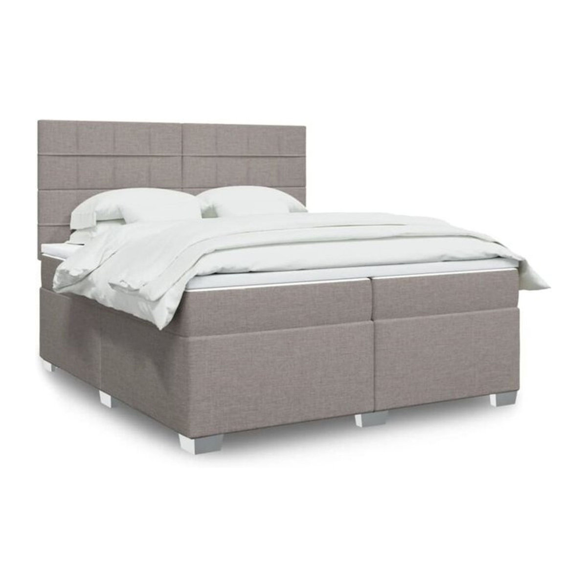 Vidaxl Boxspringbett mit Matratze in Taupe Meliert und Weiß aus Stoff und Holzwerkstoff B/T/H: 200 x 200 x 150,5 cm - Bild 1