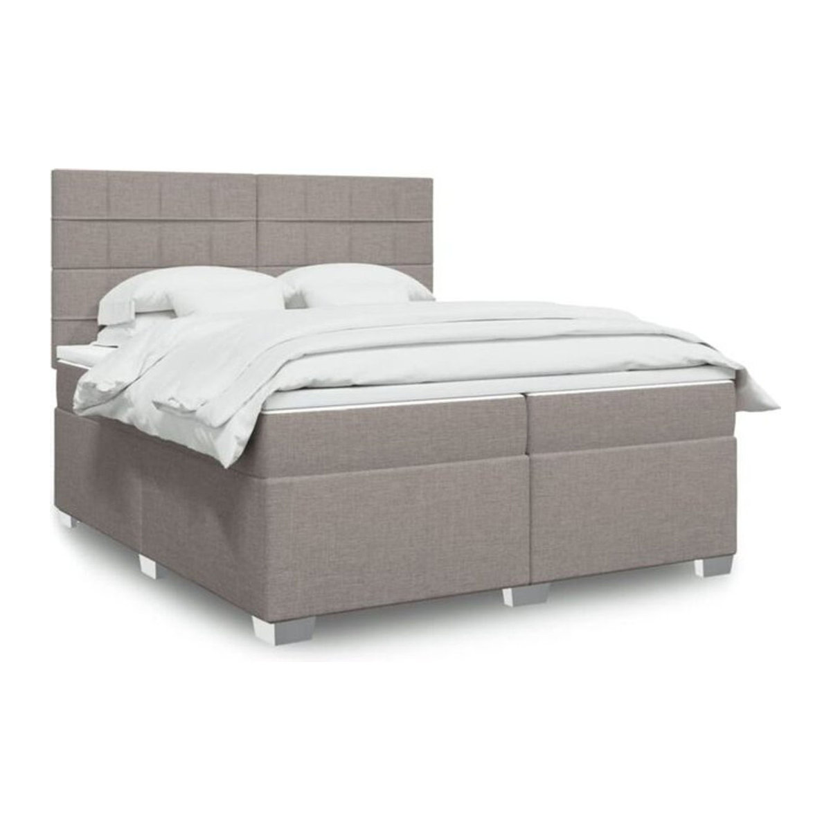 Vidaxl Boxspringbett mit Matratze in Taupe meliert und Weiß aus Stoff und Holzwerkstoff B/T/H: 200 x 200 x 150,5 cm - Bild 1