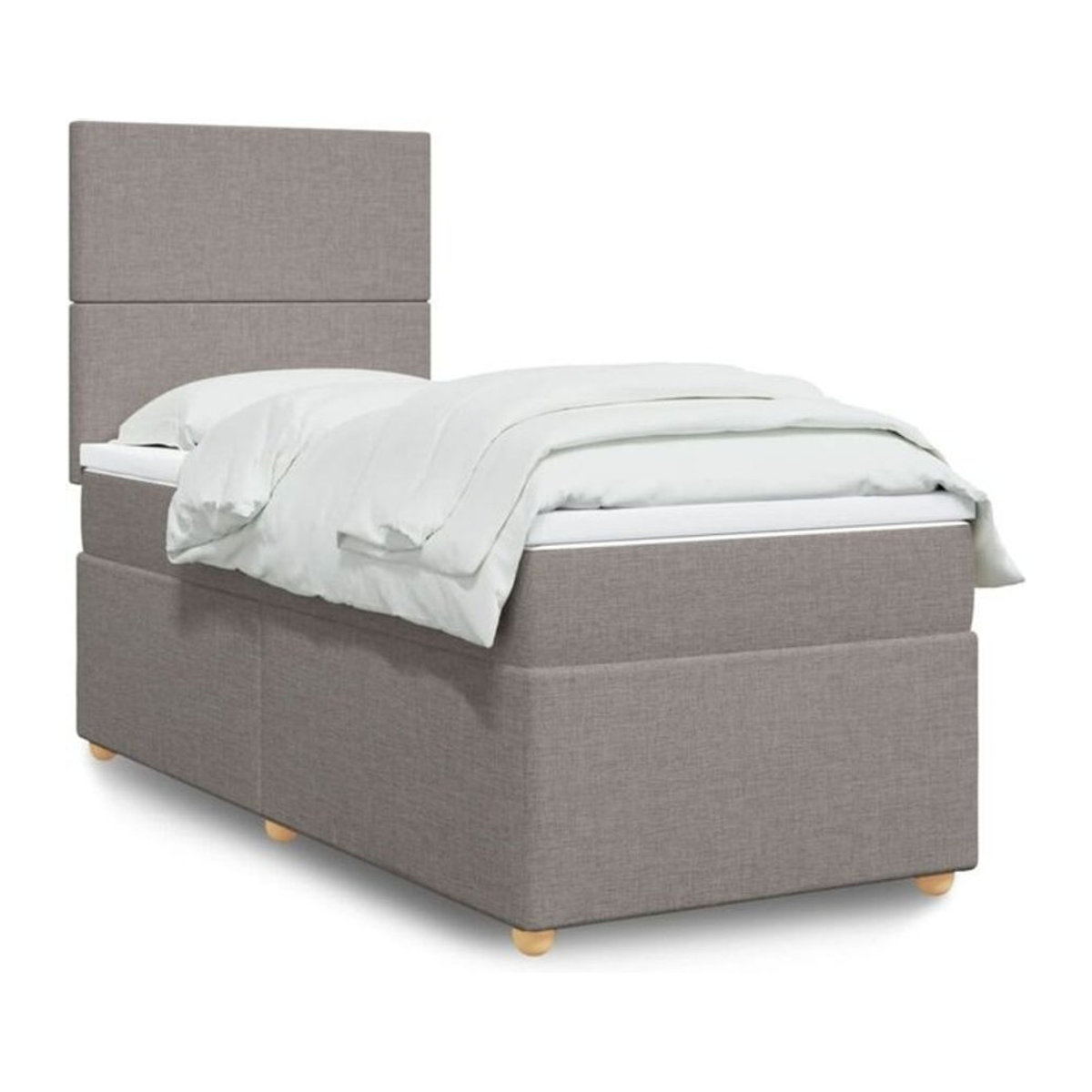 vidaxl Boxspringbett mit Matratze in Taupe meliert und Weiß aus Stoff und Holzwerkstoff, B/T/H: 200 x 80 x 150,5 cm - Bild 1