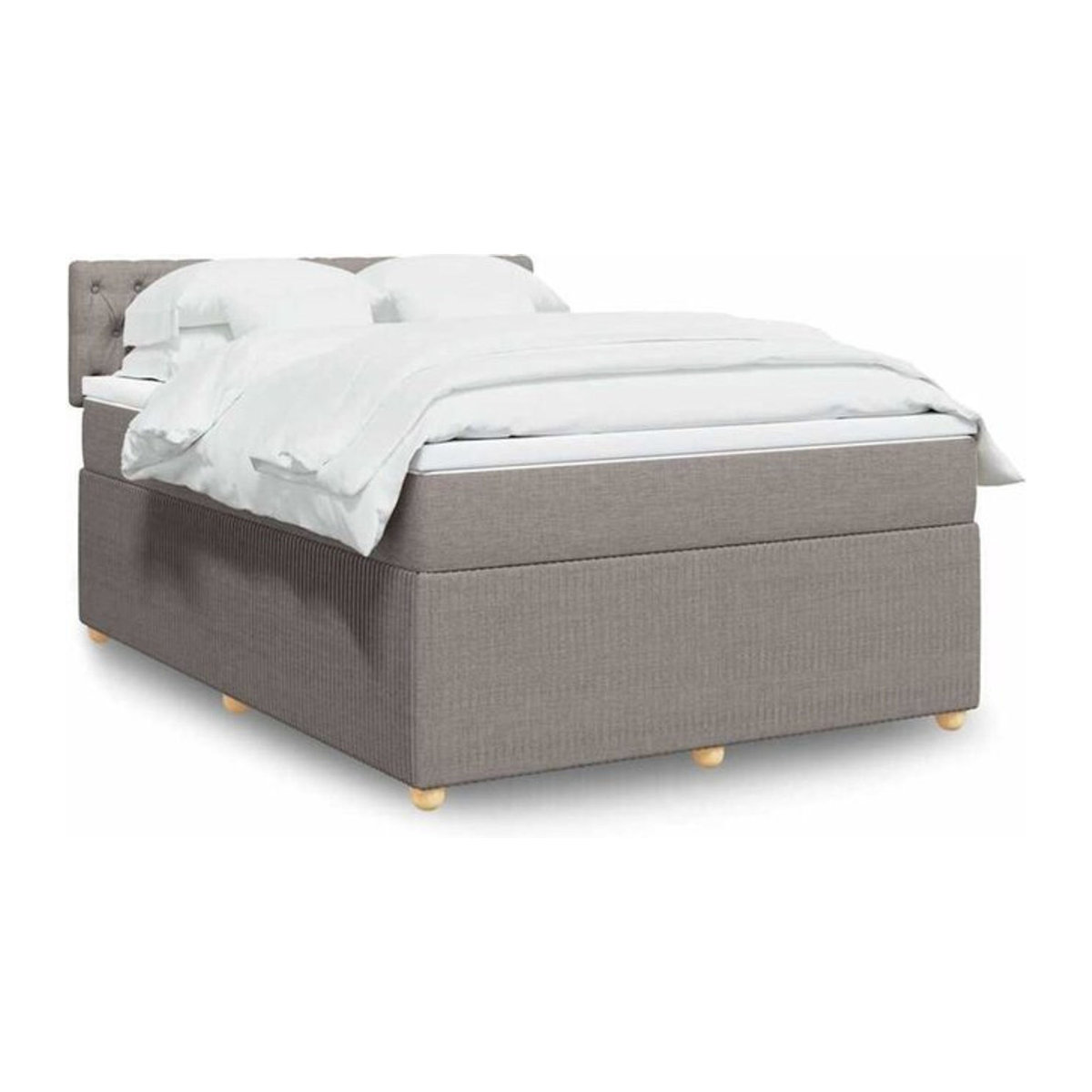 Vidaxl Boxspringbett mit Matratze in Taupe meliert und Weiß, Polster aus Stoff und Holzwerkstoff, B/T/H: 140 x 190 cm - Bild 1