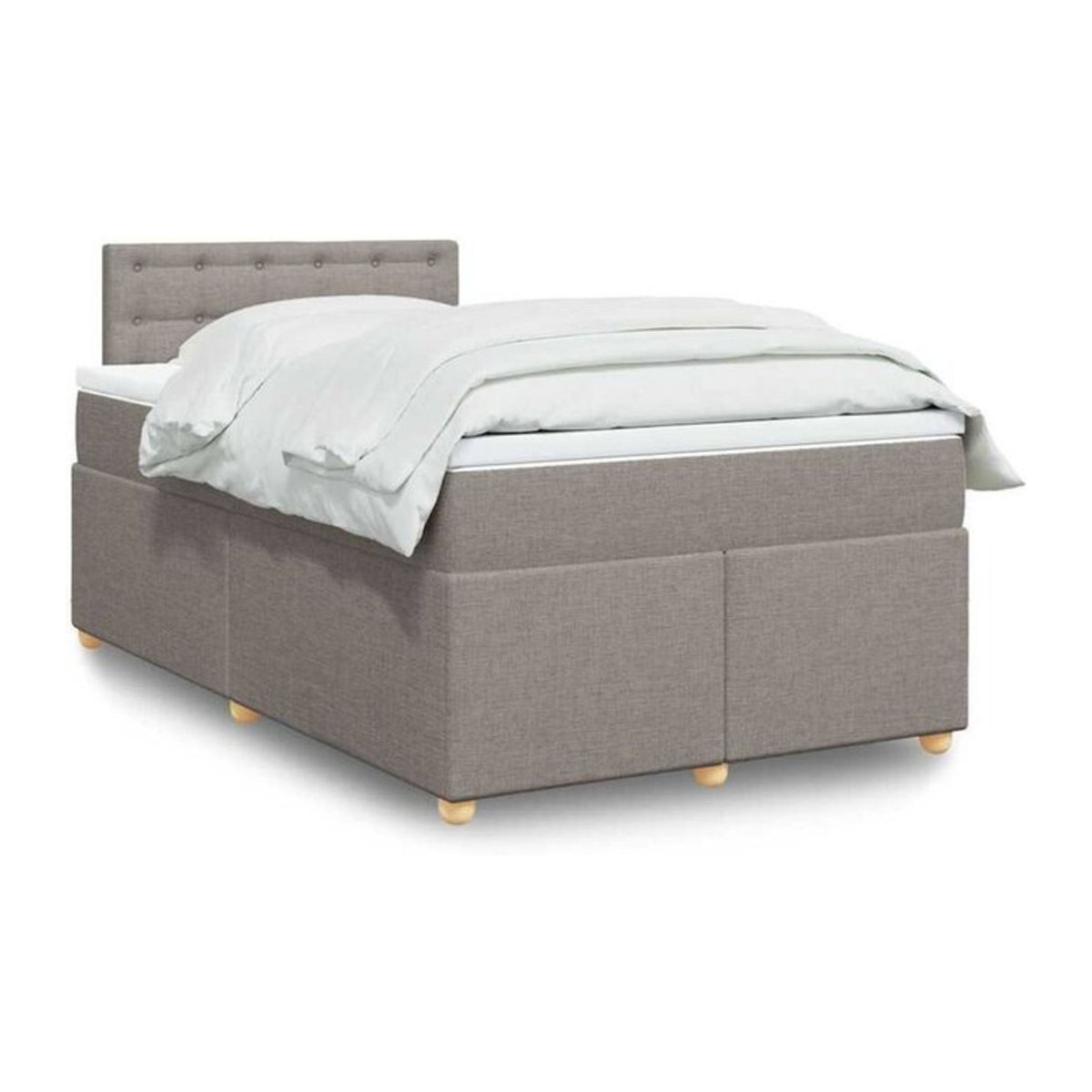 vidaxl Boxspringbett mit Matratze in Taupe meliert und Weiß, Polsterbett aus Stoff und Holzwerkstoff, B/T/H: 190 x 120 x 100,5 cm - Bild 1