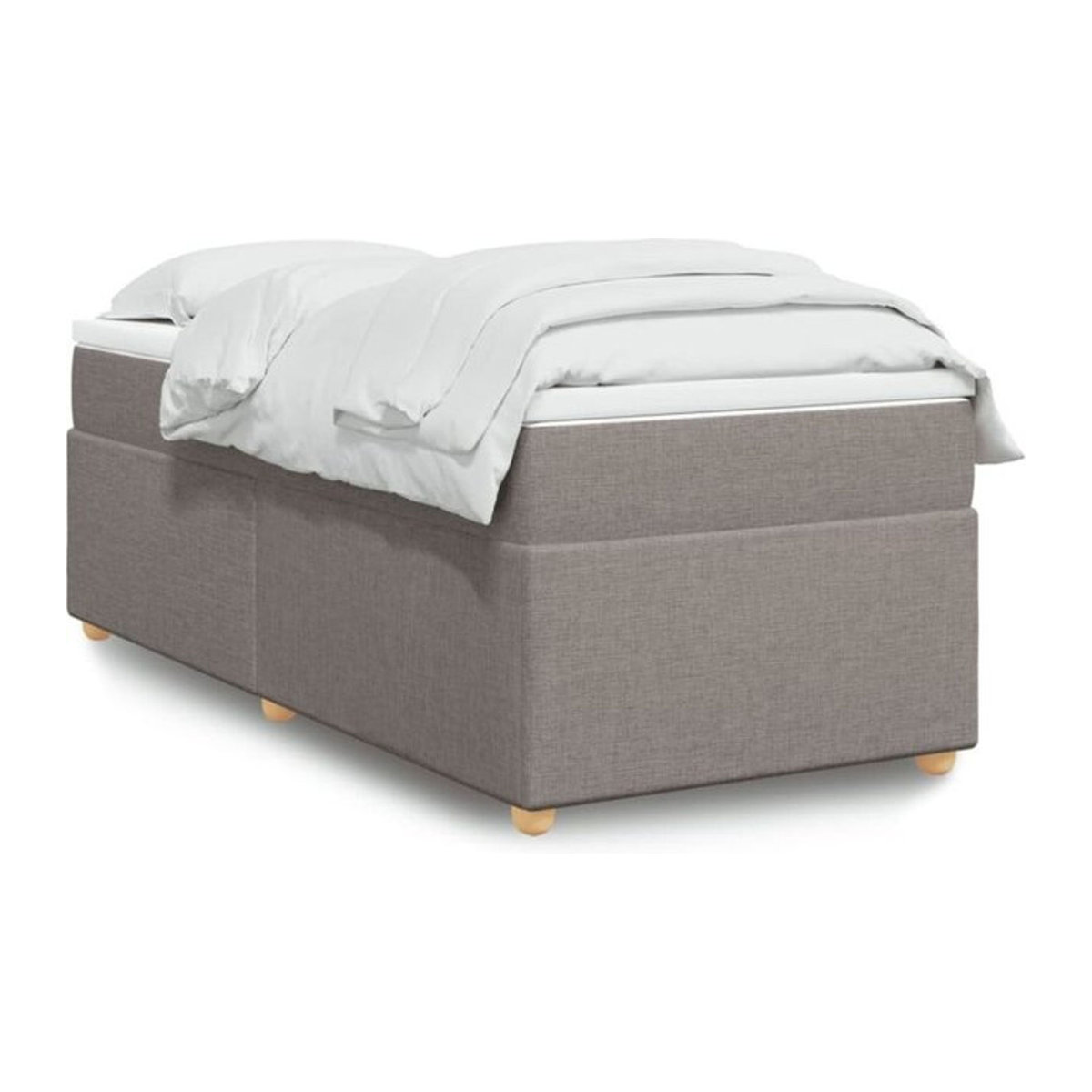 vidaxl Boxspringbett mit Matratze in Taupe meliert und Weiß, Stoff, B/T/H: 90 x 190 x 46 cm - Bild 1