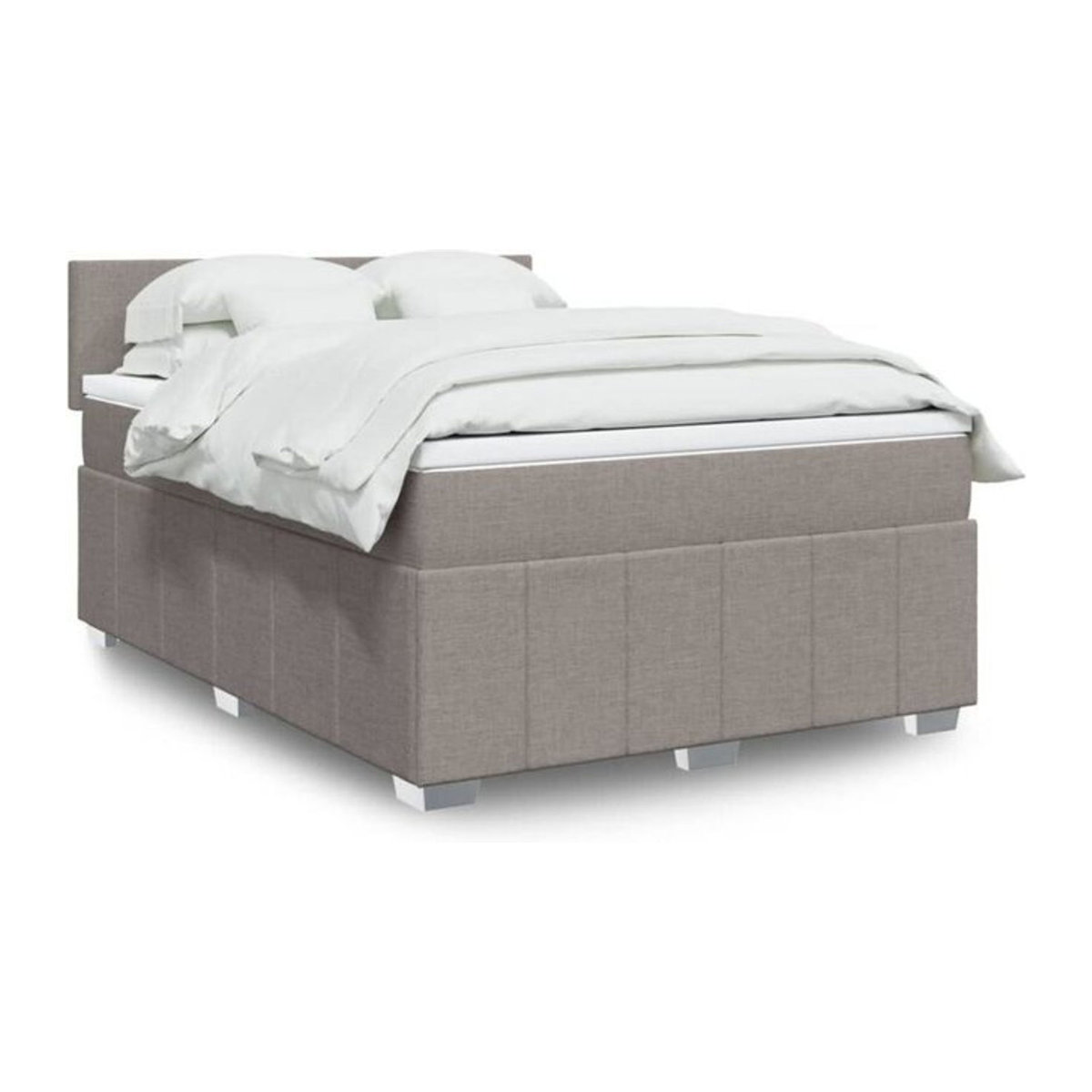 vidaxl Boxspringbett mit Matratze in Taupe meliert und Weiß, Stoff Polyester, B/T/H: 140 x 190 cm - Bild 1