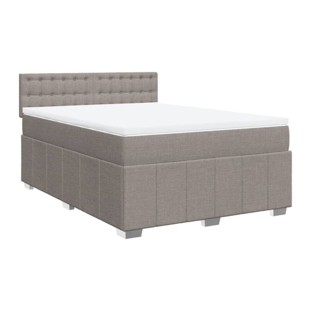 vidaxl Boxspringbett mit Matratze in Taupe meliert und Weiß, Stoff und Holzwerkstoff, B/T/H: 140 x 190 x 100,5 cm - Bild 1