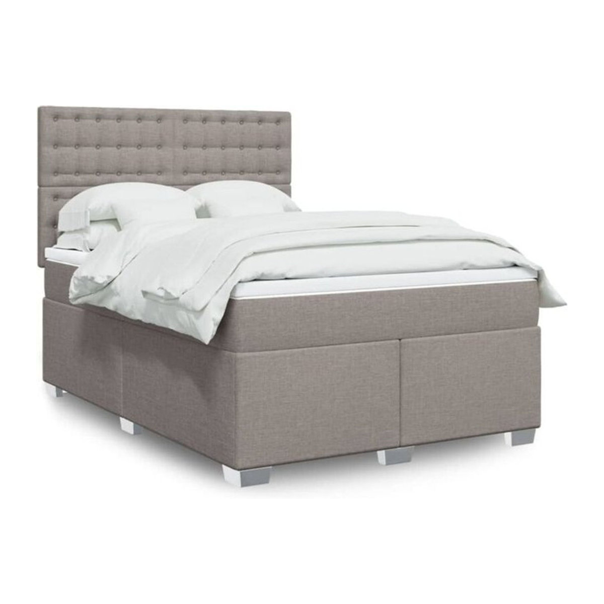 Vidaxl Boxspringbett mit Matratze in Taupe meliert und Weiß, Stoff und Holzwerkstoff, B/T/H: 140 x 190 x 150,5 cm - Bild 1