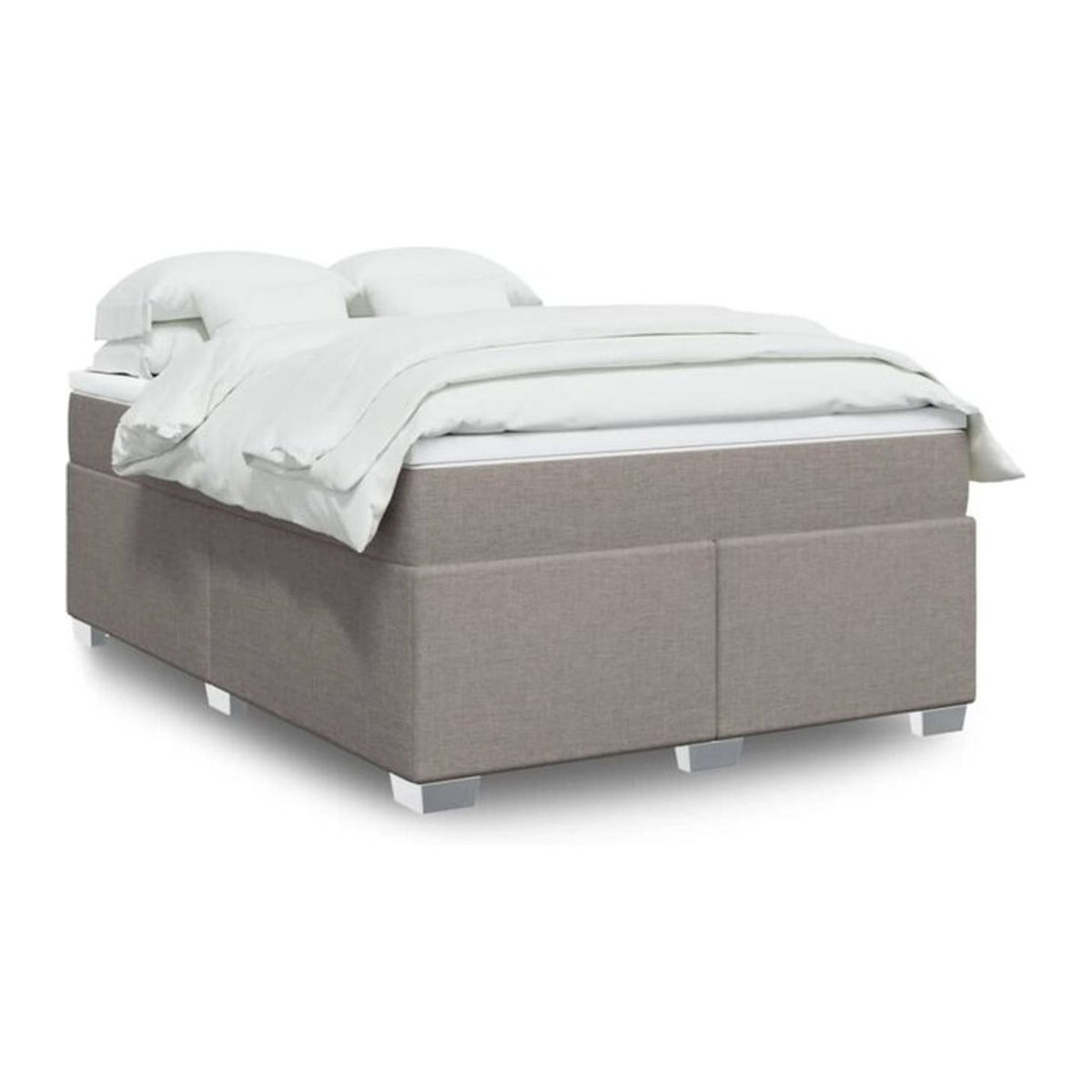 Vidaxl Boxspringbett mit Matratze in Taupe meliert und Weiß, Stoff und Holzwerkstoff, B/T/H: 140 x 190 x 46 cm - Bild 1