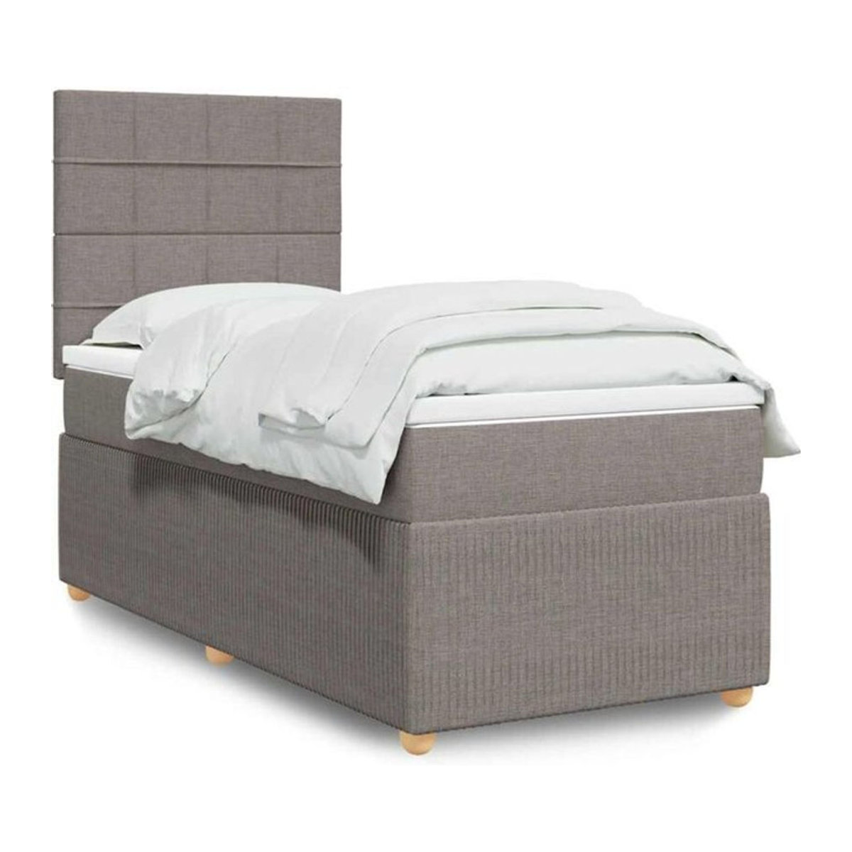 Vidaxl Boxspringbett mit Matratze in Taupe meliert und Weiß, Stoff und Holzwerkstoff, B/T/H: 200 x 80 x 150,5 cm - Bild 1