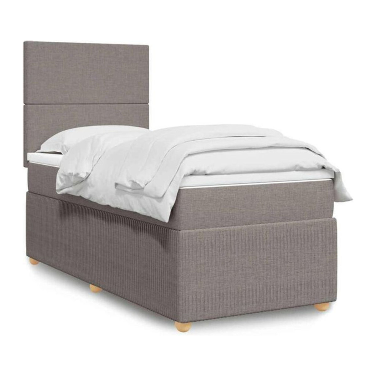 vidaxl Boxspringbett mit Matratze in Taupe meliert und Weiß, Stoff und Holzwerkstoff, B/T/H: 90 x 190 x 150,5 cm - Bild 1