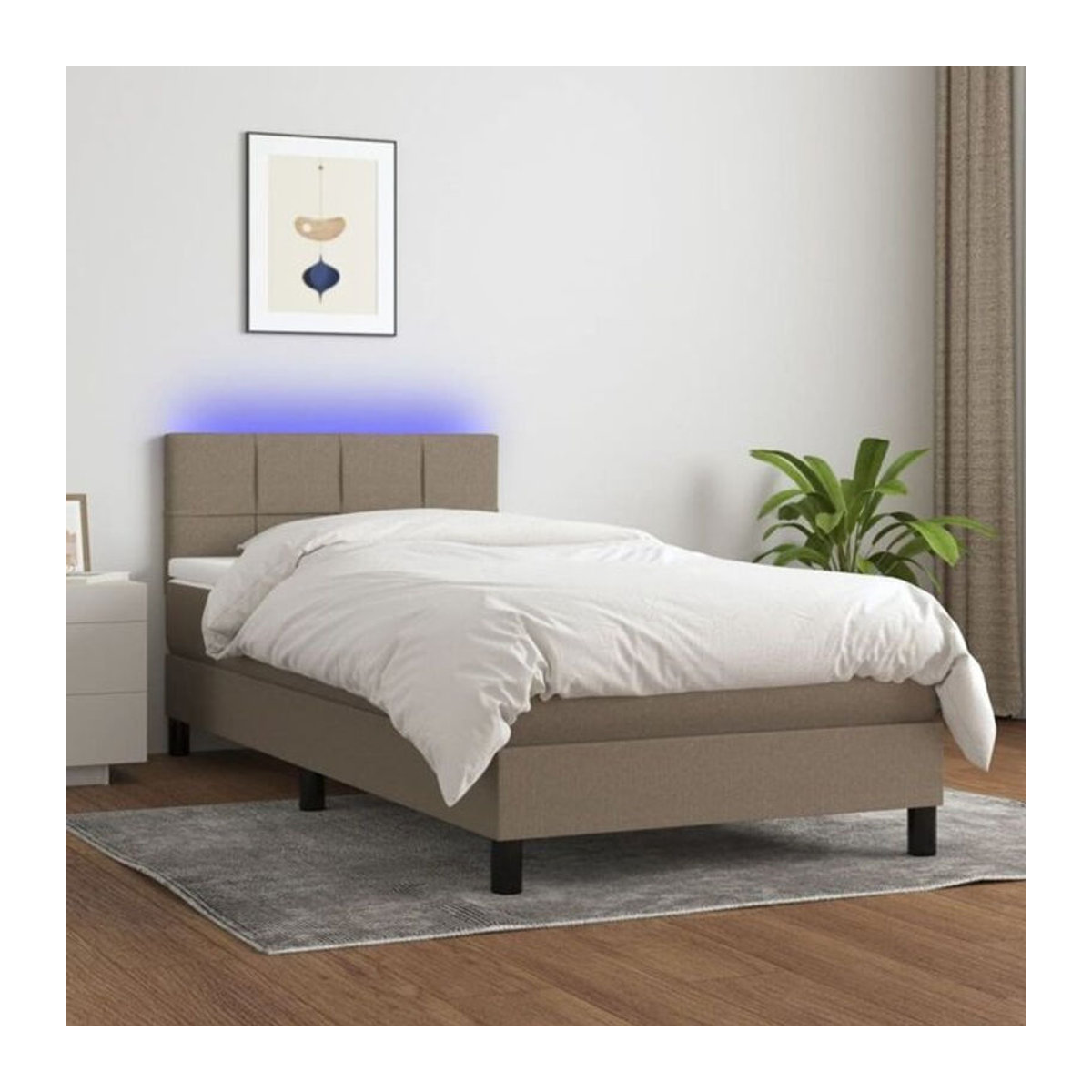 vidaxl Boxspringbett mit Matratze in Taupe meliert und Weiß, Stoffbezug, B/T/H: 200 x 100 x 78 cm - Bild 1