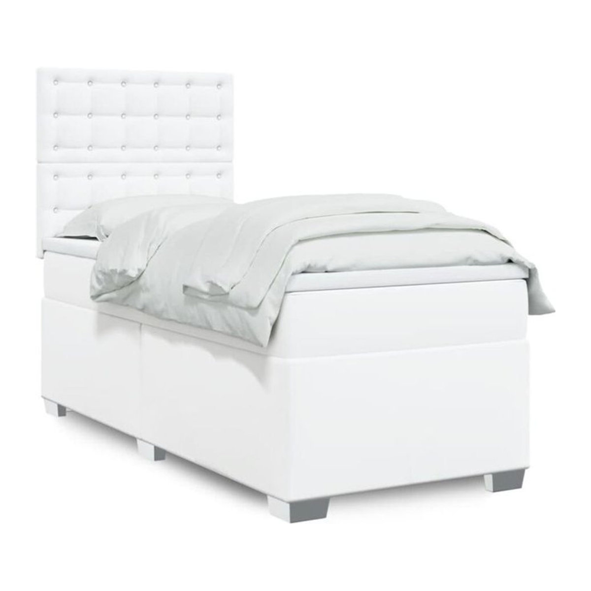 vidaxl Boxspringbett mit Matratze in Weiß aus Kunstleder B/T/H: 100 x 200 cm - Bild 1