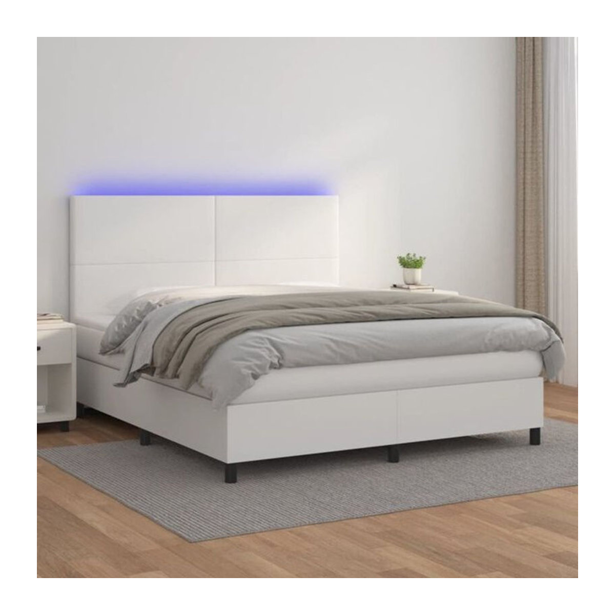 Vidaxl Boxspringbett mit Matratze in Weiß aus Kunstleder, B/T/H: 180 x 200 x 118 cm - Bild 1